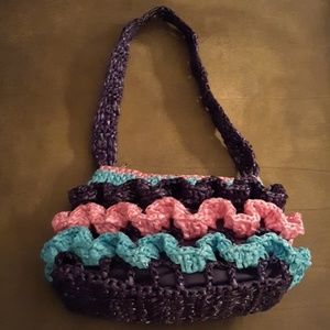 Cute girls pink purple and blue straw purse